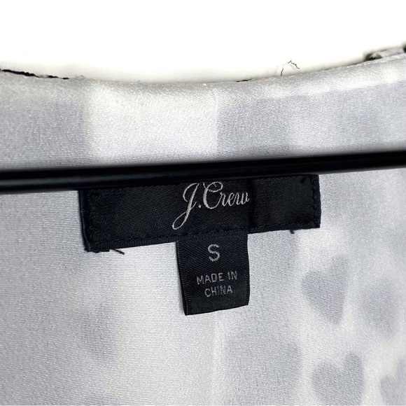 J. Crew Ruffle Heart Print Chiffon Blouse White Black S - Picture 5 of 10